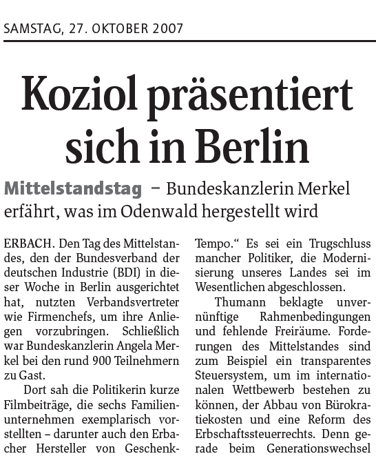 Koziol präsentiert sich in Berlin